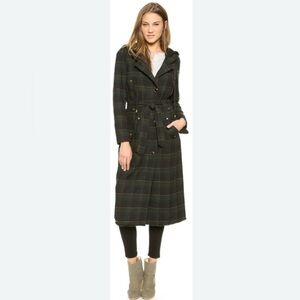 Free People Dark Plaid Trench Coat M. EUC